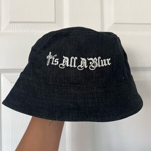 It’s All A Blur Black Bucket Hat with Embroidered Text Drake and 21 Savage Tour